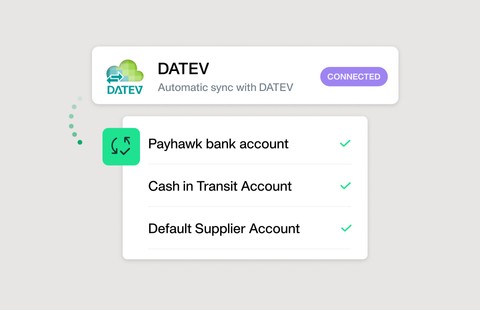 Illustratie van hoe je DATEV en Payhawk out of the box op maat kunt instellen